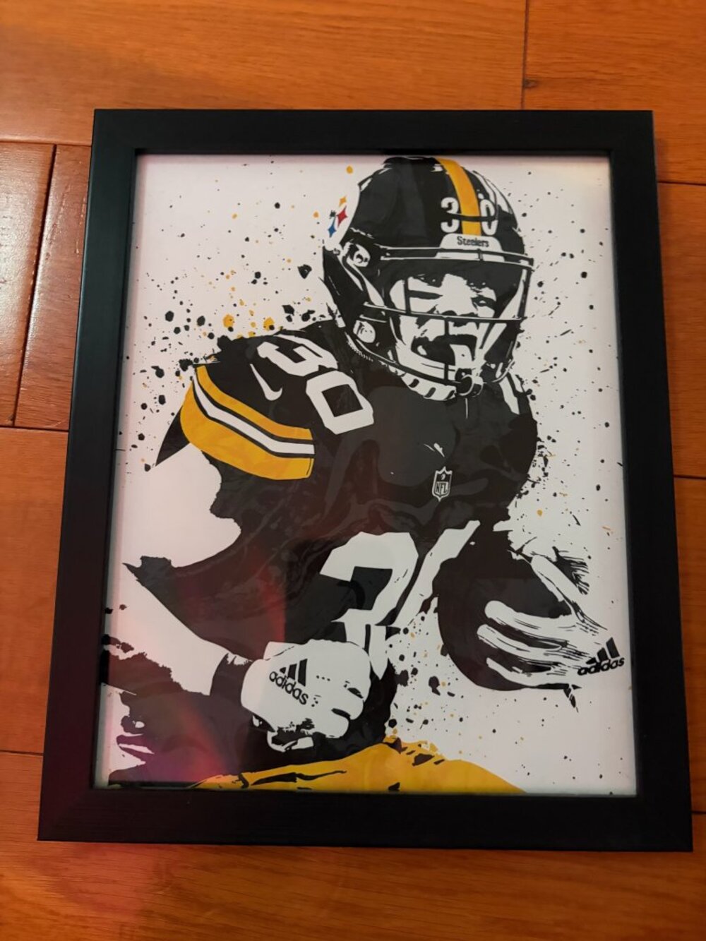 Pittsburgh Steelers James Conner #30 Splatter Art Framed Print